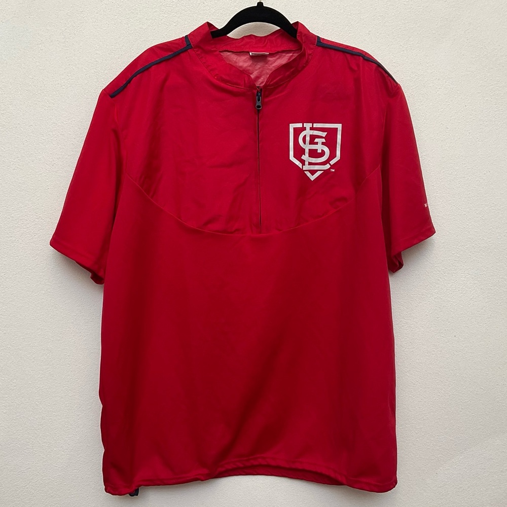 Cardinals Red, White Quarter Zip Windbreaker Short Sleeve Shirt Size XL Baseball